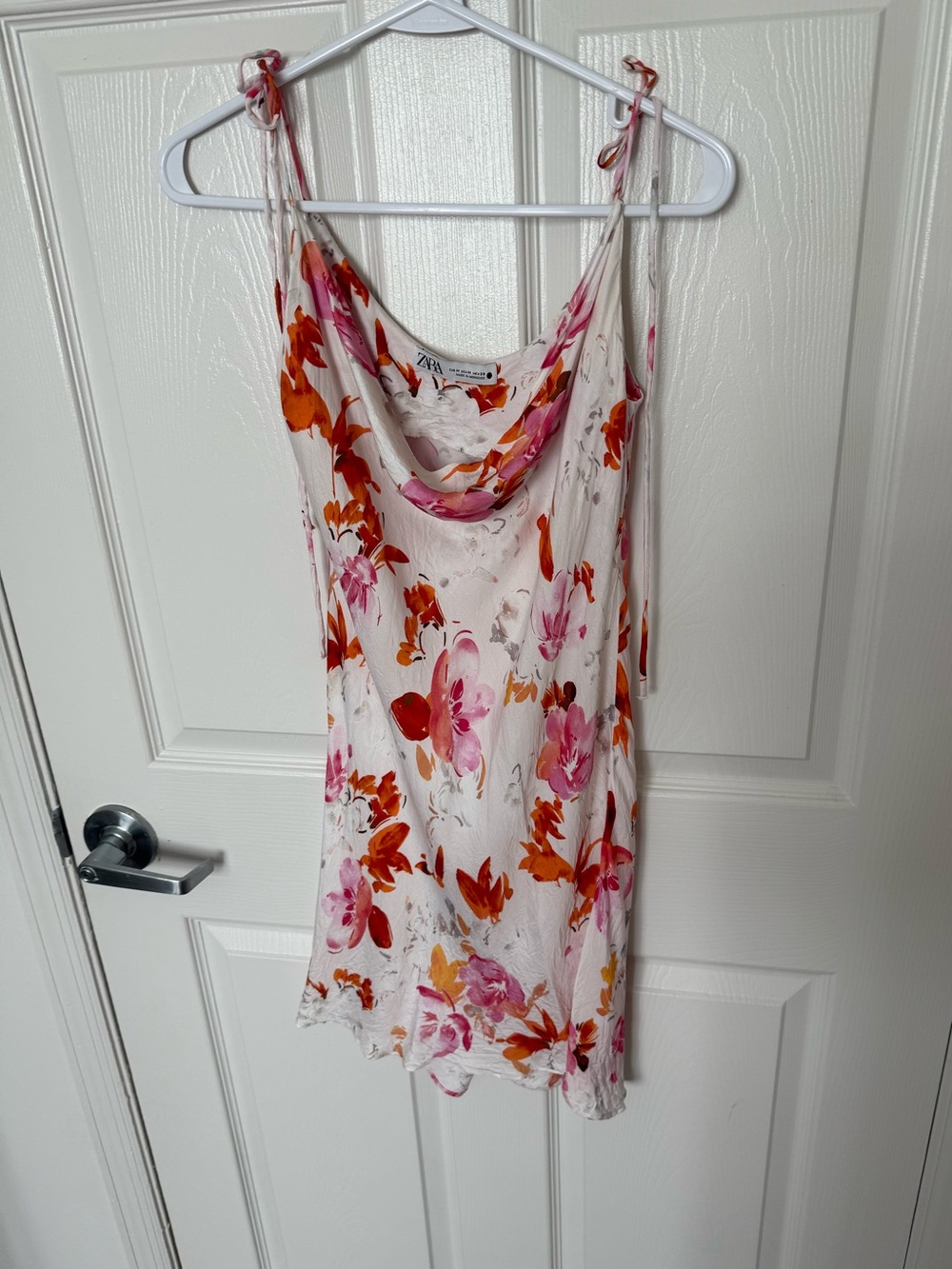 Zara Floral Cowl Neck Mini Dress - Medium